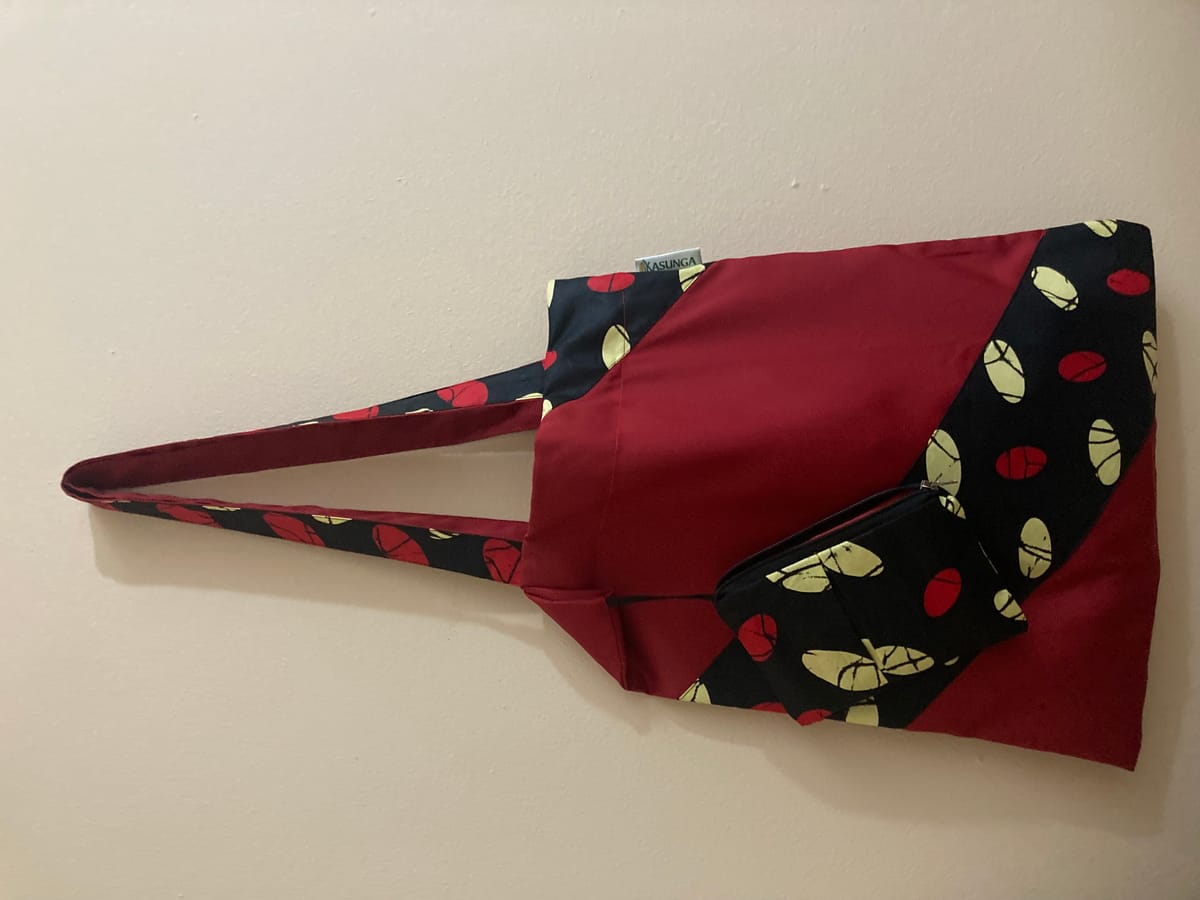 Sacola dobrável de sarja com capulana M2